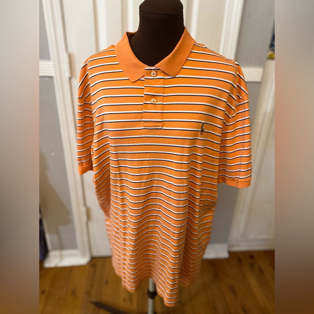 Ralph Lauren Orange and White Striped Polo Shirt